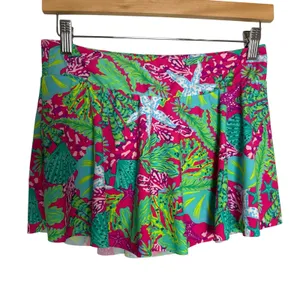 Stella Parker Pink Green Starfish Print 2 Piece Halter Swim Skirt Bikini Set M thumbnail 11