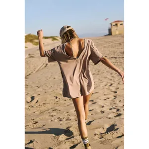 Free People Movement Women's Hot Shot Tee Romper Mocha Latte Size Small NWT thumbnail 3