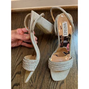 Badgley Mischka Women's Becca Heeled Sandal, Platino Textile 8.5 NEW No Box thumbnail 8