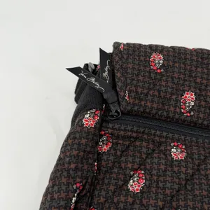 Vera Bradley Messenger Bag Brown Houndstooth Paisley‎ Quilted Laptop Crossbody thumbnail 5
