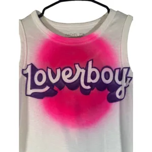 Rachel Zoe White Multicolor Graphic LOVERBOY Crew Neck Tank Top Women Sz S thumbnail 3