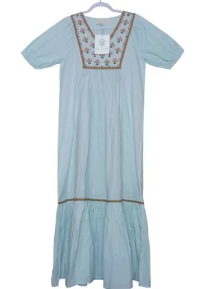 Ex Voto Embroidered Maxi Dress SMALL Hayes in Whispering Blue NEW NWT thumbnail 1