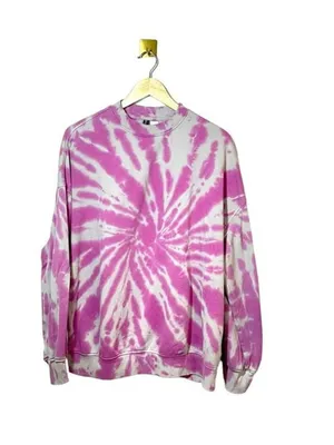 H&M Pink Tie Dye Oversized Sweatshirt Crewneck Lounge Pullover S thumbnail 5