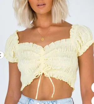 Princess Polly Yellow Crop Top thumbnail 1