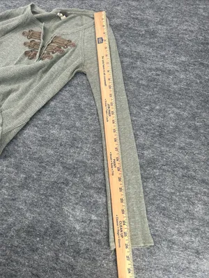We The Free Free People Thermal Henley Top Olive Green Waffle Knit XS Boho thumbnail 7