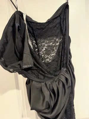 Club L London Black Lace And Satin Bandeau Maxi Dress US 2 NWT Coquette LBD thumbnail 5