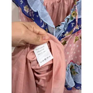 Faeriesty Pink Floral Tiered Halter Maxi Dress Ruffle Cottagecore XL Rose Print‎ thumbnail 8