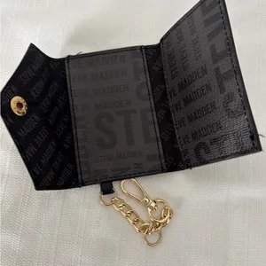 Steve Madden Card Holder Mini Wallet Keychain Black Logo(B124) thumbnail 4