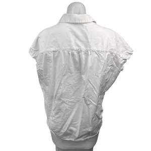 Madewell Women's White Button Up Short Sleeve Collar Shirt Blouse Top Size S thumbnail 2