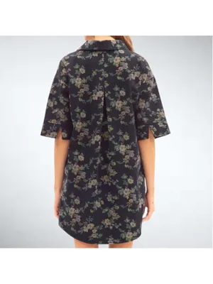 Entro Marci Floral Print Denim Mini Dress in Black Size Small thumbnail 2
