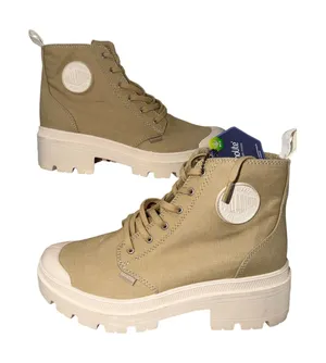 Palladium Pallatrooper Zip TX Safari Tan Canvas Platform Boots Women 8 thumbnail 1