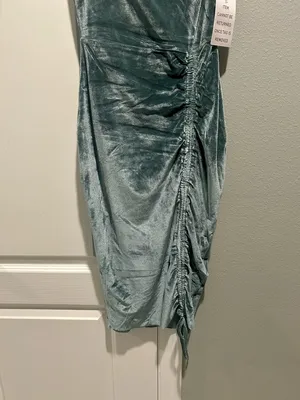 Joyfolie Velvet Cowl Ruched Midi Dress - Sage Green thumbnail 3