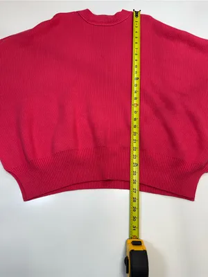 Free People Oversized Crewneck Sweater in Pink thumbnail 3
