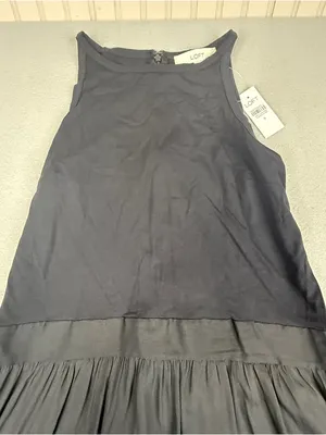LOFT Black Sleeveless Drop Waist Midi Dress NWT 8 thumbnail 3