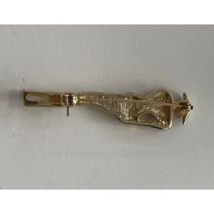 Vintage Elegant Lady Art Rhinestone Gold Tone Pin Red Suite Women’s Stones thumbnail 5