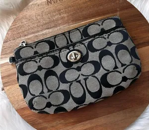 Coach NWT F49175 Park Signature Medium Wristlet Black White/Black no strap thumbnail 1
