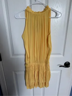 NWT Current Air Los Angeles Stripe Pleated Mini Marigold Tiered Dress XS thumbnail 3