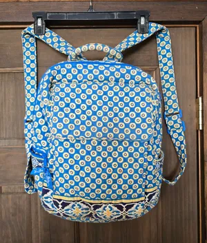 Vera Bradley Blue/Cream Floral Medallion Backpack Riviera Blue Retired Pattern thumbnail 1