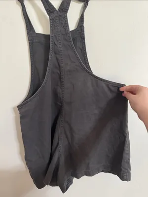 Aerie Beach Cotton Twill Shortalls Overalls/Romper Big Pockets Dark Gray size S thumbnail 5