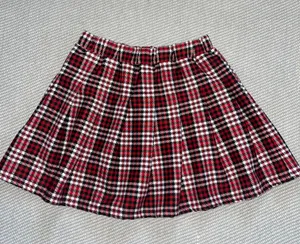 Jolie And Joy Red Black Plaid Pleated School Girl Mini Skater Skirt Sz S NWOT thumbnail 2