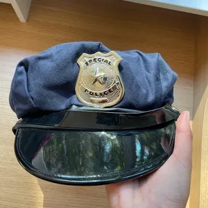 Spirit Special Police Hat Halloween Costume Cop Navy Blue Black Badge Cosplay Silver thumbnail 1