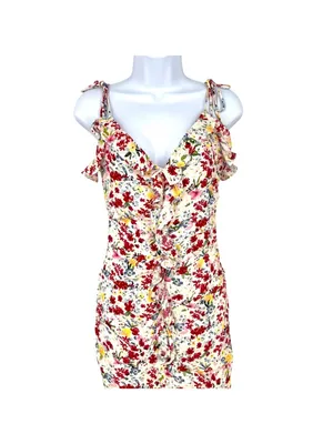 ASTR The Label Ditsy Floral Coquette Ruffle Mini Dress White Multicolor Size XS thumbnail 2