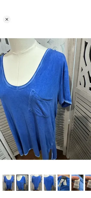 Size M Free People scoop neck mineral wash pocket tee thumbnail 3