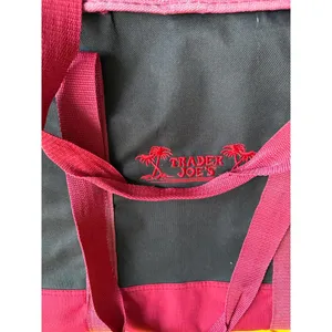 Trader Joe's Reusable Tote Bag Black and Red thumbnail 3