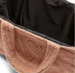 Victoria's Secret Sherpa Tote Bag with leather logo thumbnail 2