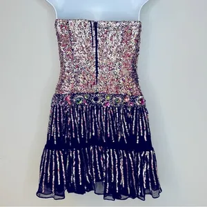 Sherri Hill Strapless‎ Beaded and Sequin Silk Dress Size 4 thumbnail 2