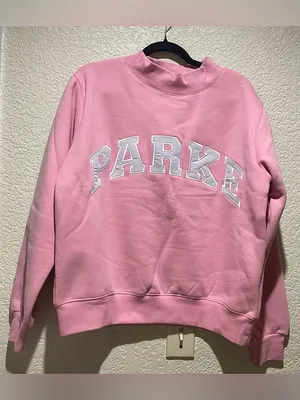 PARKE Valentine’s Varsity Mockneck Crewneck Pullover Sweatshirt Blush Lavender S thumbnail 4
