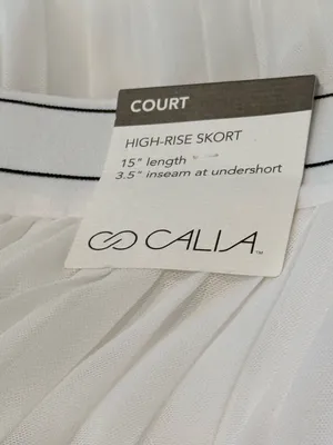 CALIA Pleated Mesh Mini Skort White Size L NEW Tennis Pickleball Sporty thumbnail 7