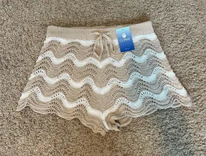 Tan and White Cupshe Knit Shorts thumbnail 1