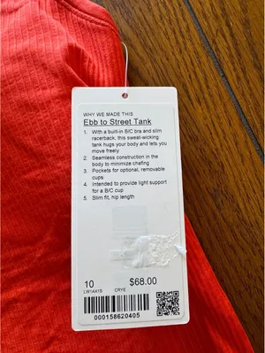 Lululemon Ebb to Street Tank Padded Cherry Ember Size 10 NWT thumbnail 3