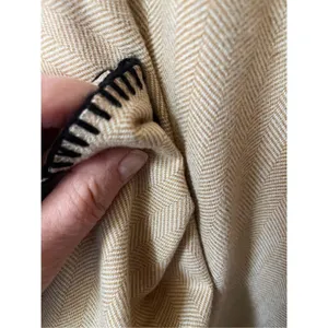 Denim & Company tan herringbone open poncho cape. Boho festival thumbnail 5