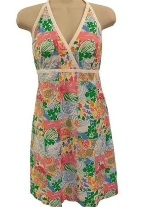 Lilly Pulitzer Vintage  Patchwork Print Halter Dress Size 4 thumbnail 1