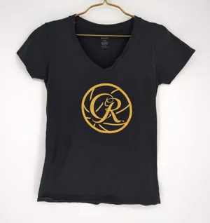 Crown Royal Logo Women's Black Graphic Two Faced V-Neck T-Shirt - Size M - GUC thumbnail 1