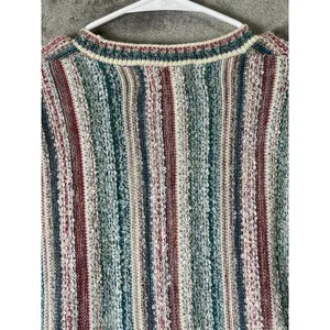 Vintage Multicolor Striped Knit Sweater 70s Boho Retro Folk Hippie Small 80s thumbnail 4