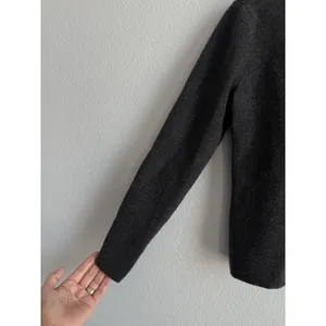 Sarah Spencer Merino Wool Cardigan M Charcoal Gray Quiet Luxury Minimalist thumbnail 6