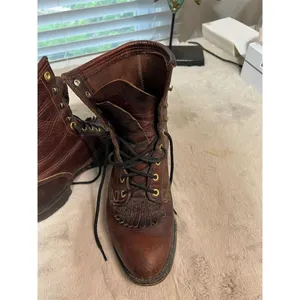 Santa Fe Boot Company Women's 7.5 Brown Leather Lace-Up Western Boots Vintage thumbnail 5