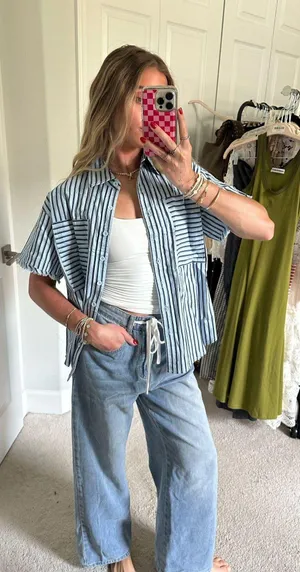Amazon Striped Button Down Shirt thumbnail 1