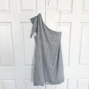 Antonio Melani Charlie Striped Linen Blend One Shoulder Bow Shift Mini Dress thumbnail 7