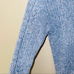 Blue & White Marled Tight Knit Oversized Sweater thumbnail 4