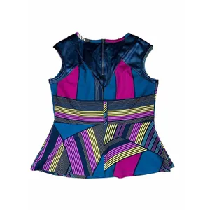Worthington Sleevless Top Stripe Faux Leather‎ Dressy Geometric size large thumbnail 3