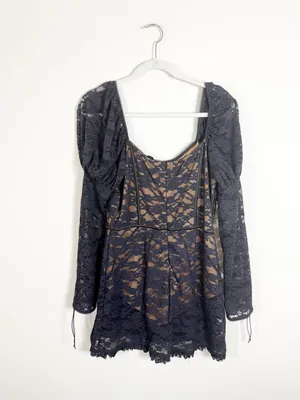 For Love and Lemons Violetta Black Lace Mini Dress Large thumbnail 5