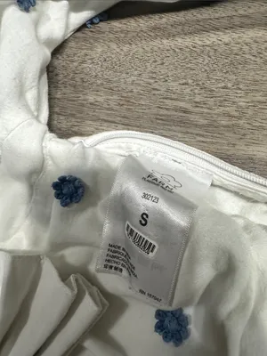FARM Rio White Puff-Sleeve Crop Top with Blue flowers Print. thumbnail 12