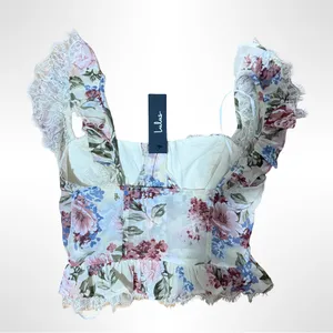 NWT Lulu's Floral Ruffle Dress in Pink and Blue thumbnail 4