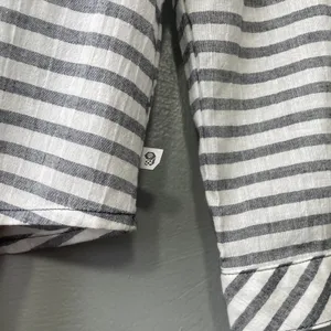 Mountain Hardwear Tunic Top Size Medium Gray White Striped Lace Up Beach Coastal thumbnail 4