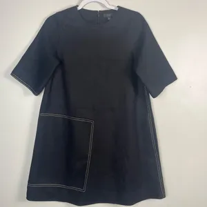 Cos topstitched black wool/cashmere mod short sleeve dress size 2 thumbnail 4