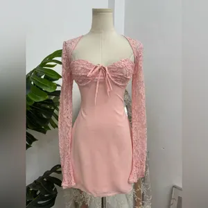 JACINTA MINI DRESS - BLUSH Lace Sleeve Dress S thumbnail 9